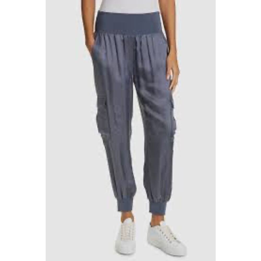 NWOT CINQ A SEPT GILES BLUE SATIN CARGO PANTS JOGGERS FARFETCH S